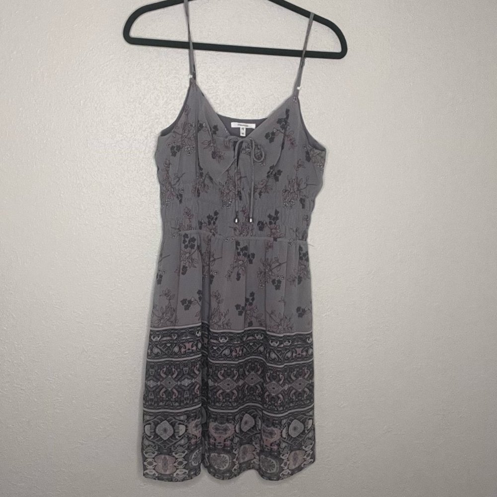 Maurices Grey Floral Smocked Waist Dress